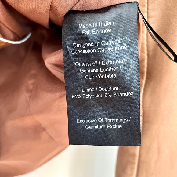 Danier Caramel Brown Leather Shawl Collar Moto Jacket - Picture 13 of 13